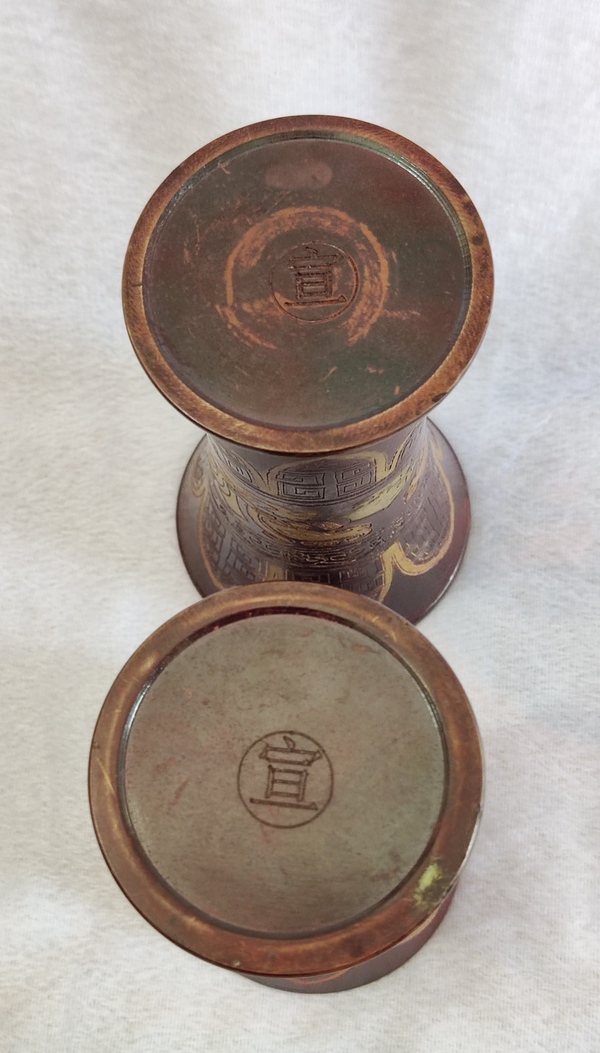 古玩雜項銅花觚一對拍賣,當前價格1168元