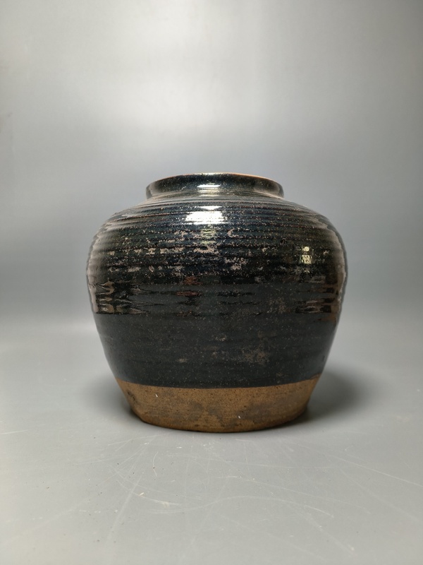 古玩陶瓷清代?磁州窯黑釉罐拍賣,當前價格299元