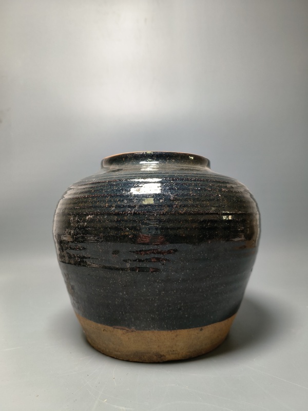 古玩陶瓷清代?磁州窯黑釉罐拍賣,當前價格299元