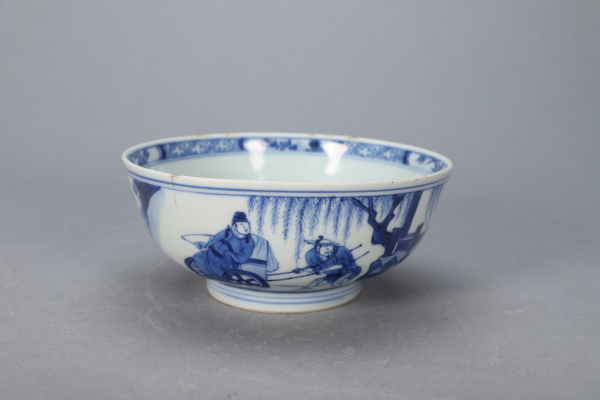 古玩陶瓷雍正	青花人物故事碗拍卖，当前价格15132元