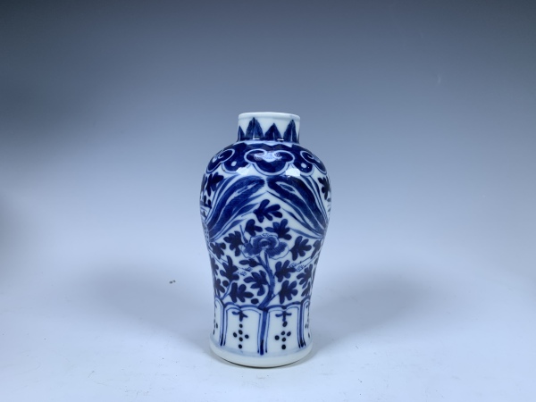 古玩陶瓷晚清·青花凤穿牡丹纹罐拍卖，当前价格1440元