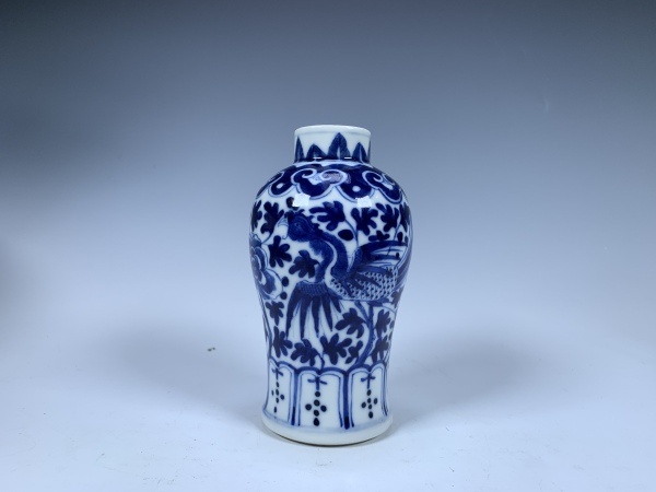 古玩陶瓷晚清·青花凤穿牡丹纹罐拍卖，当前价格1440元
