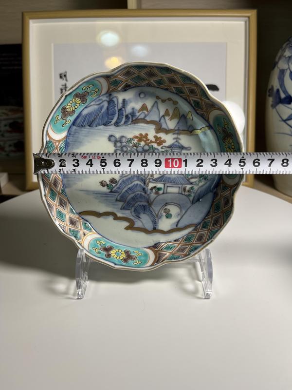古玩陶瓷日本明治 青花五彩描金山水紋洗(文房器)拍賣,當前價格280元