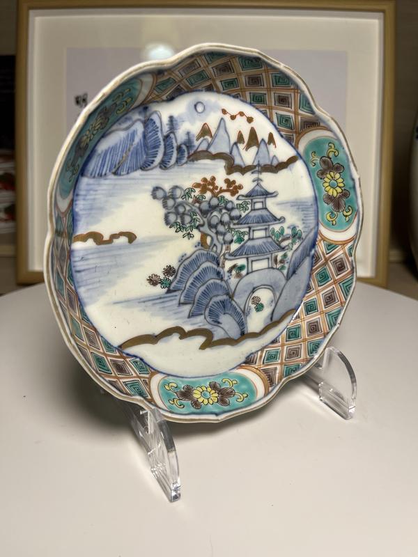 古玩陶瓷日本明治 青花五彩描金山水紋洗(文房器)拍賣,當前價格280元