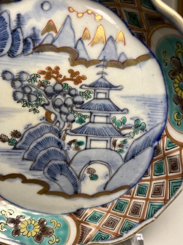 古玩陶瓷日本明治 青花五彩描金山水紋洗(文房器)拍賣,當前價格280元