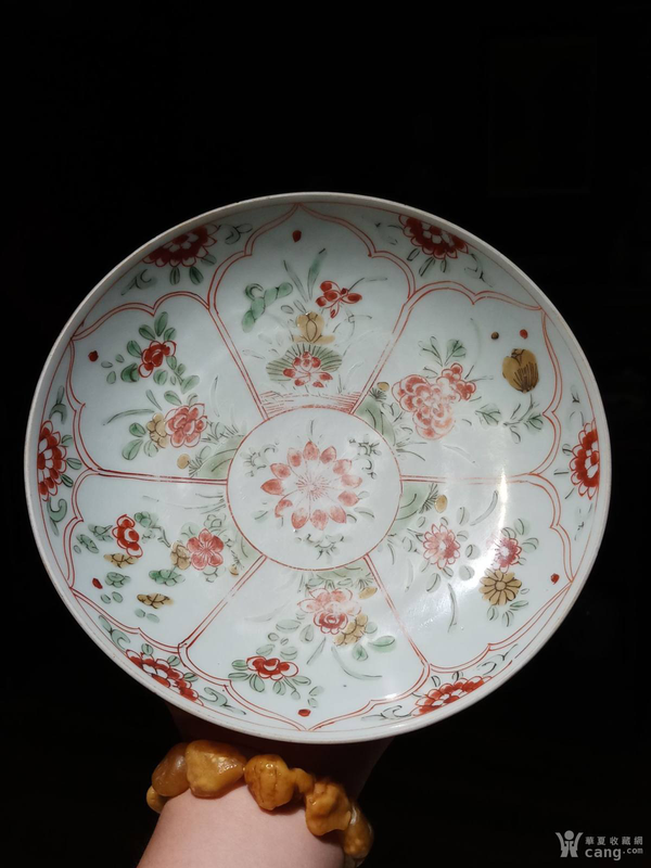 古玩陶瓷五彩花卉紋盤拍賣,當前價格3800元