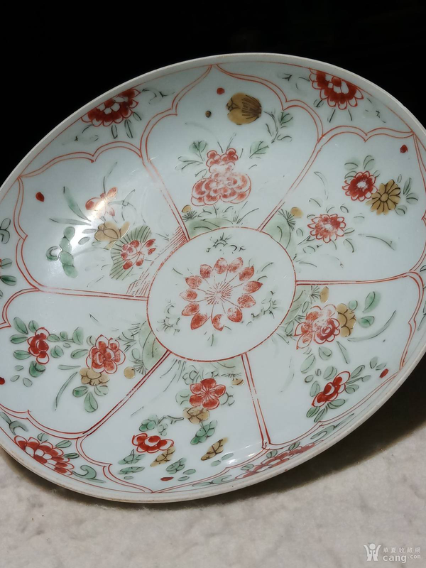 古玩陶瓷五彩花卉紋盤拍賣,當前價格3800元
