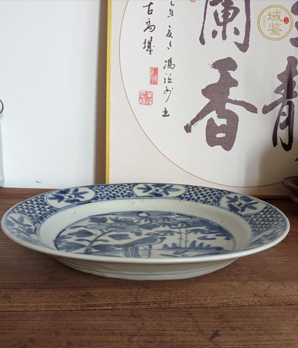 古玩陶瓷明晚·青花鳳凰牡丹紋盤真品鑒賞圖