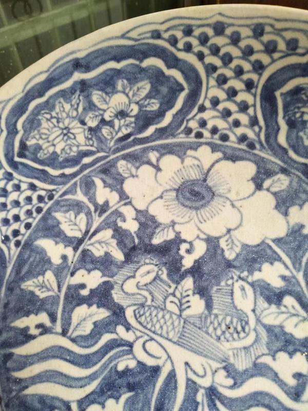 古玩陶瓷青花鳳穿花大盤拍賣，當(dāng)前價(jià)格7000元