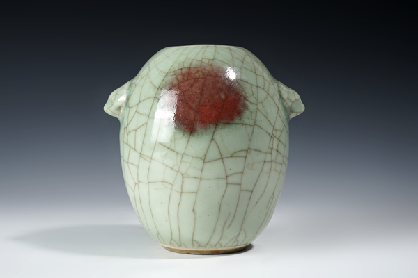古玩陶瓷青釉釉里紅獸耳罐拍賣(mài)，當(dāng)前價(jià)格15000元