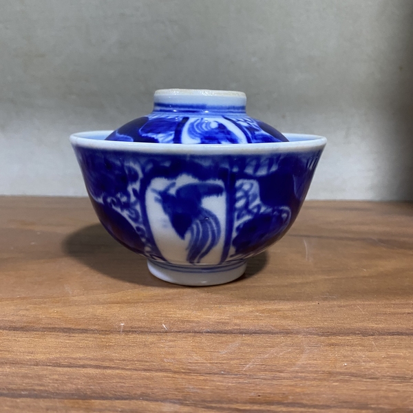 古玩陶瓷青花花鳥蓋碗拍賣，當前價格800元