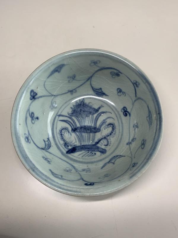 古玩陶瓷明空白期青花滿池嬌撇口碗拍賣,當前價格6789元
