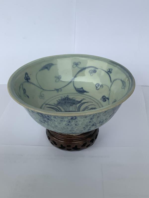 古玩陶瓷明空白期青花滿池嬌撇口碗拍賣,當前價格6789元