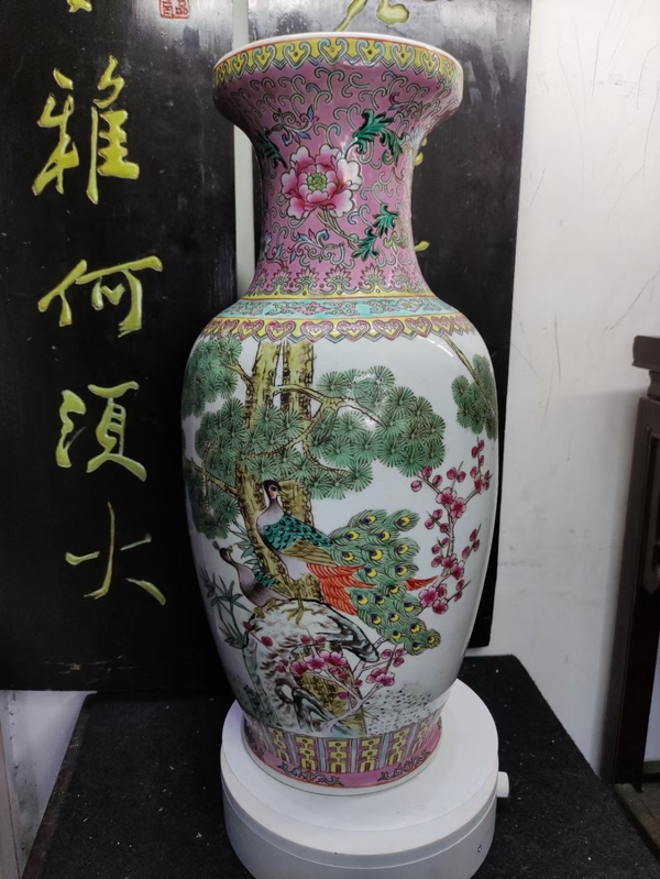 古玩陶瓷松竹梅花鳥(niǎo)紋大瓶拍賣(mài)，當(dāng)前價(jià)格1688元