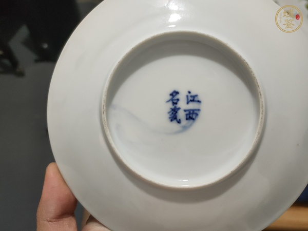 古玩陶瓷青花花卉圖案杯碟一套真品鑒賞圖