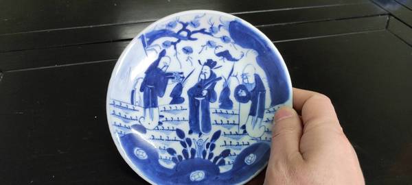 古玩陶瓷青花三星人物盤拍賣,當前價格5000元