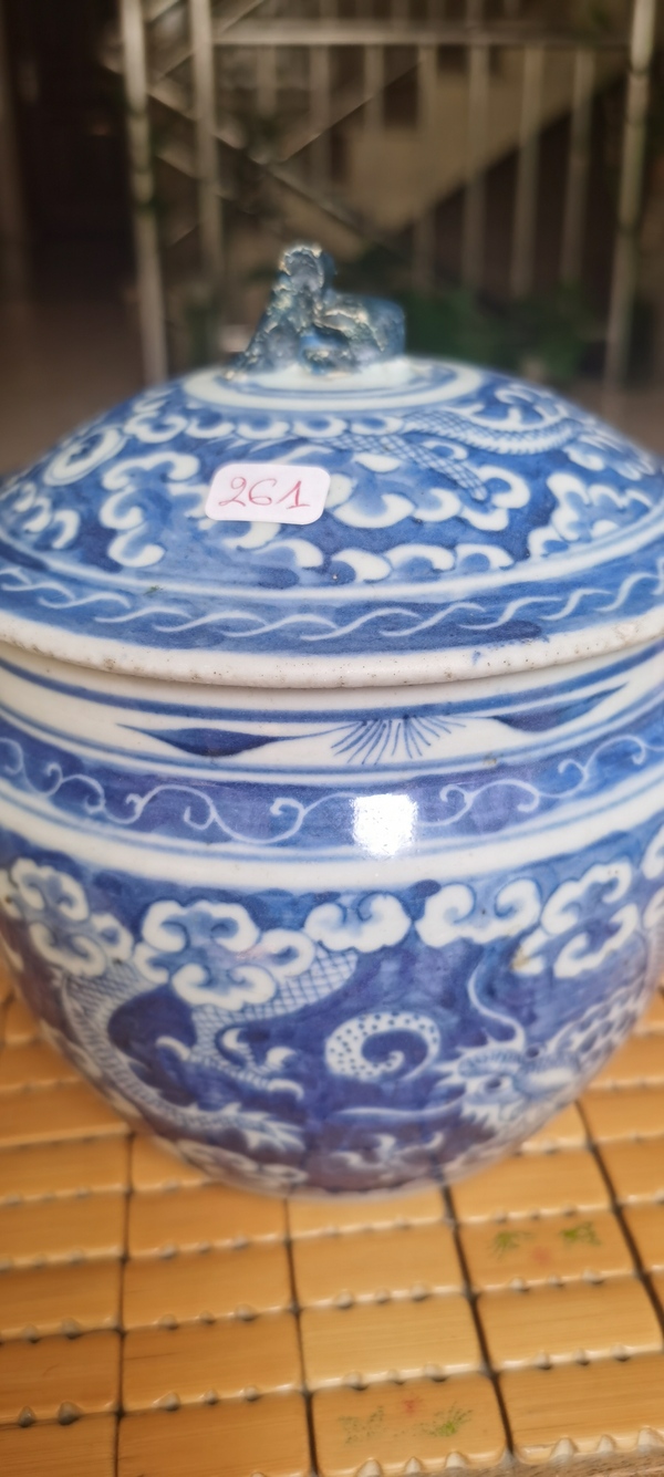 古玩陶瓷清中期龍紋四系粥罐拍賣,當前價格3800元