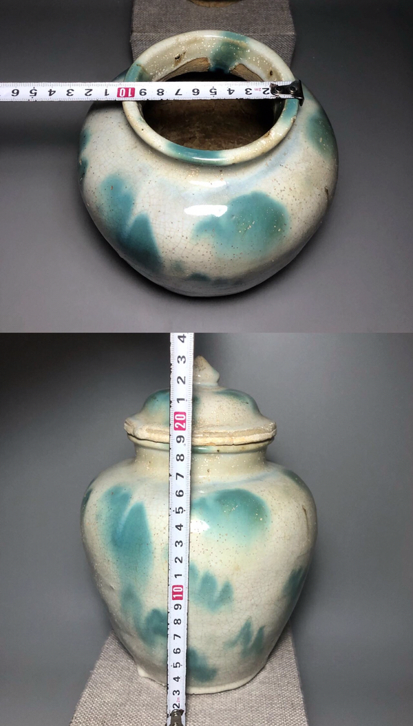 古玩陶瓷仿鈞窯窯變綠釉將軍罐拍賣,當前價格5888元
