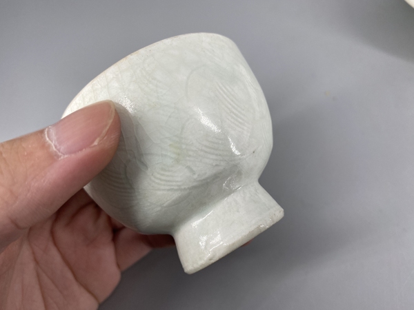 古玩陶瓷宋代景德鎮窯影青刻劃蓮瓣紋盞托一套拍賣,當前價格16000元