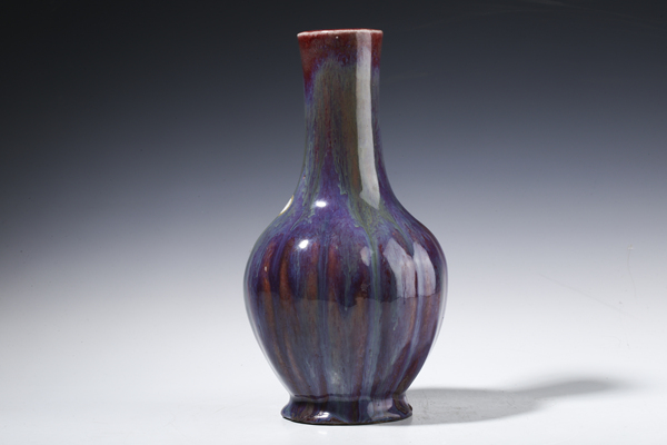 古玩陶瓷清中·窯變釉瓜棱瓶（展示勿拍）拍賣(mài)，當(dāng)前價(jià)格69000元