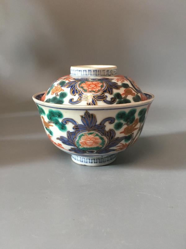 古玩陶瓷【有贈品】晚清民國青花五彩描金蓋碗拍賣,當前價格880元