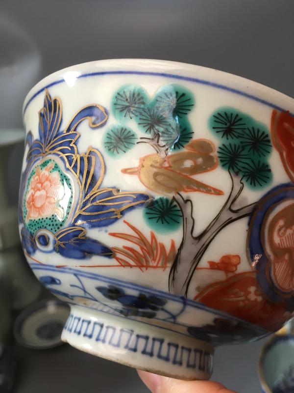 古玩陶瓷【有贈品】晚清民國青花五彩描金蓋碗拍賣,當前價格880元