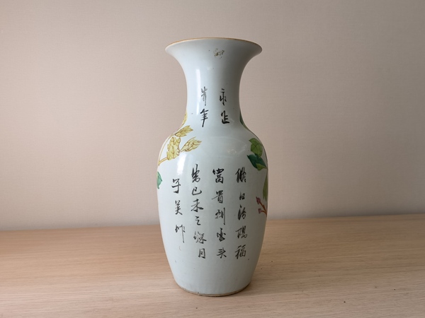 古玩陶瓷張子英富貴白頭淺降彩花卉紋瓶拍賣,當前價格8600元