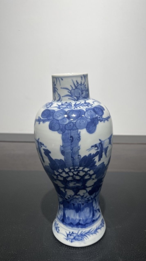 古玩陶瓷晚清青花富貴白頭瓶拍賣,當前價格4999元