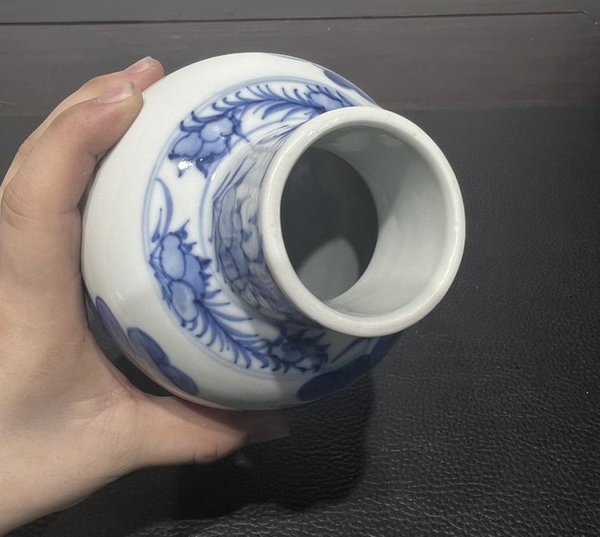 古玩陶瓷晚清青花富貴白頭瓶拍賣,當前價格4999元