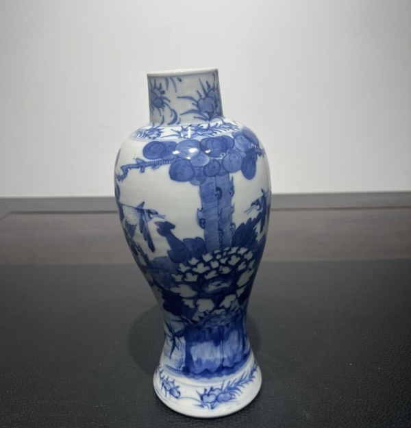 古玩陶瓷晚清青花富貴白頭瓶拍賣,當前價格4999元