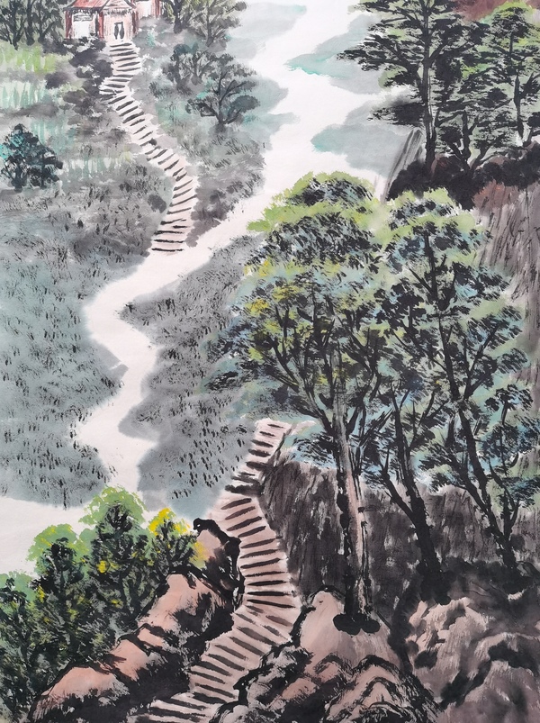 古玩字畫王大為峽江秋色山水畫拍賣,當前價格3500元