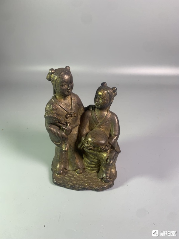 古玩转卖和合二仙铜造像拍卖，当前价格3000元