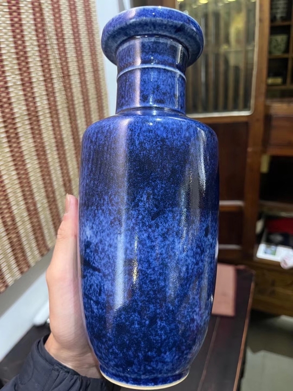 古玩陶瓷撒藍釉棒槌瓶拍賣，當前價格5000元