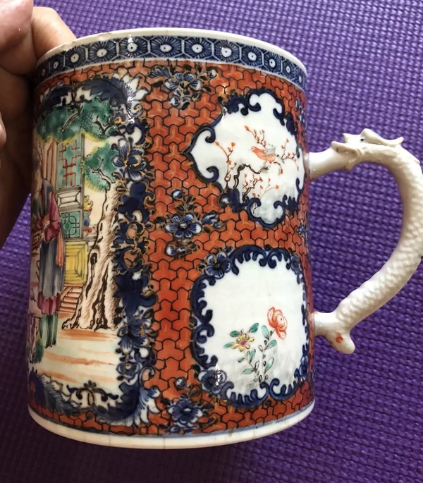 古玩陶瓷清乾隆青花廣彩描金人物故事紋馬克杯拍賣,當前價格3200元