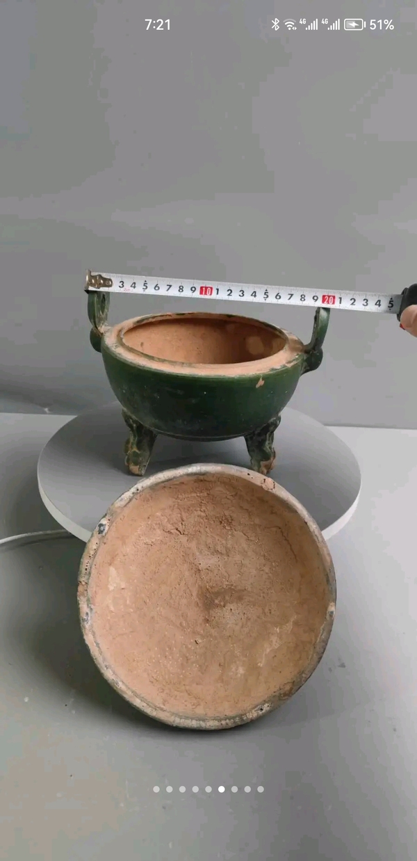 古玩陶瓷漢代綠釉提陶鼎拍賣,當前價格99999元