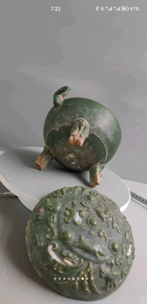 古玩陶瓷漢代綠釉提陶鼎拍賣,當前價格99999元