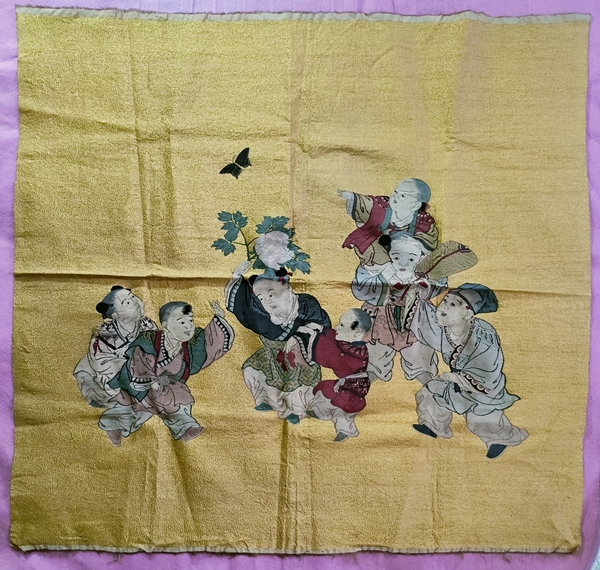 古玩轉(zhuǎn)賣繡 刺繡 緙絲 嬰戲圖  織錦拍賣，當(dāng)前價(jià)格1666元