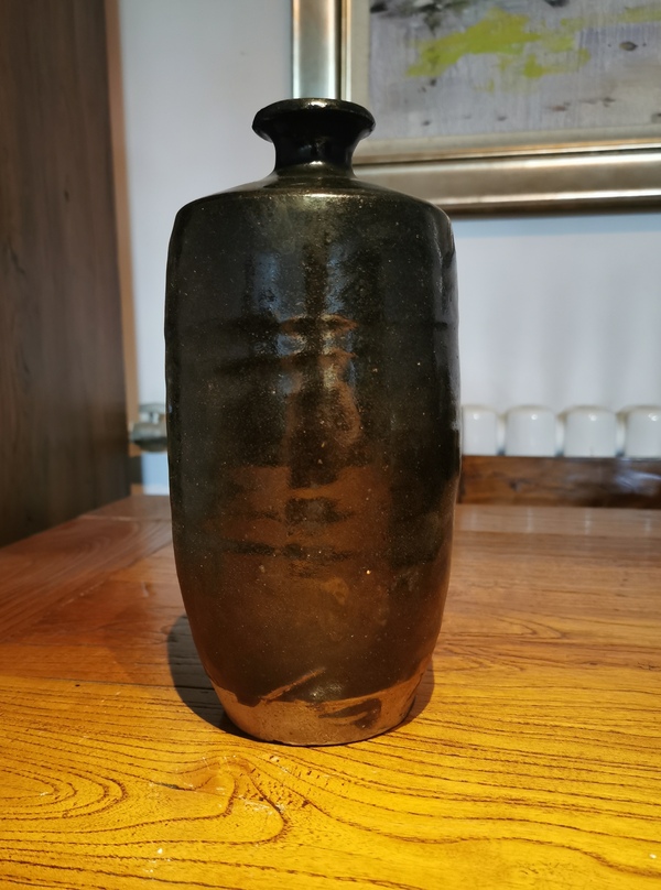 古玩陶瓷明代?黑釉梅瓶拍賣，當前價格2600元