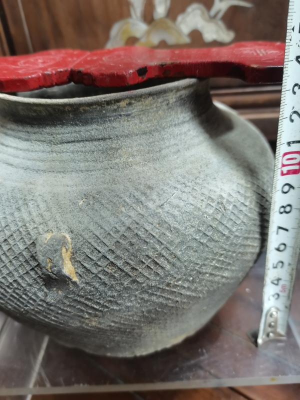 古玩陶瓷戰漢灰陶印紋雙系罐拍賣,當前價格3888元