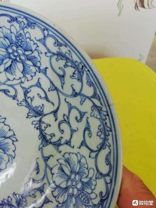 古玩陶瓷清乾隆本朝款細路青花賞盤拍賣,當前價格880元