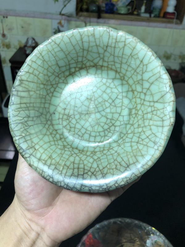 古玩轉(zhuǎn)賣優(yōu)品龍泉窯帝皇綠翡翠玉化官釉盤拍賣，當(dāng)前價(jià)格299元