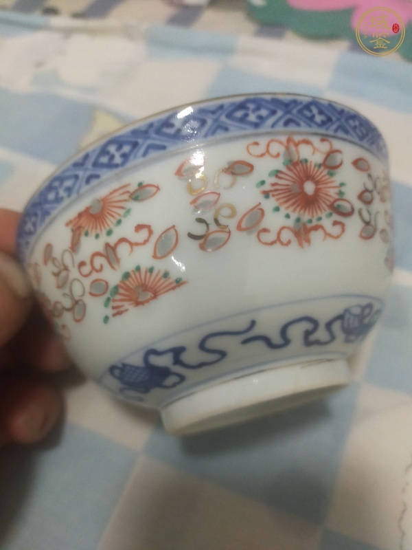 古玩陶瓷青花加彩玲瓏瓷碗真品鑒賞圖