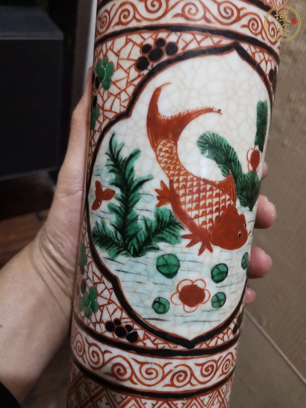 古玩陶瓷魚(yú)藻紋一筒瓶真品鑒賞圖