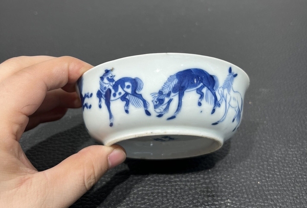 古玩陶瓷清代馬紋洗拍賣,當前價格2300元
