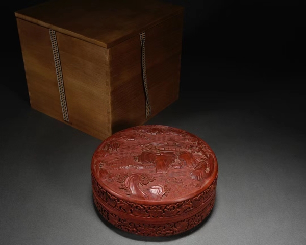 古玩雜項剔紅漆盒拍賣,當(dāng)前價格35600元