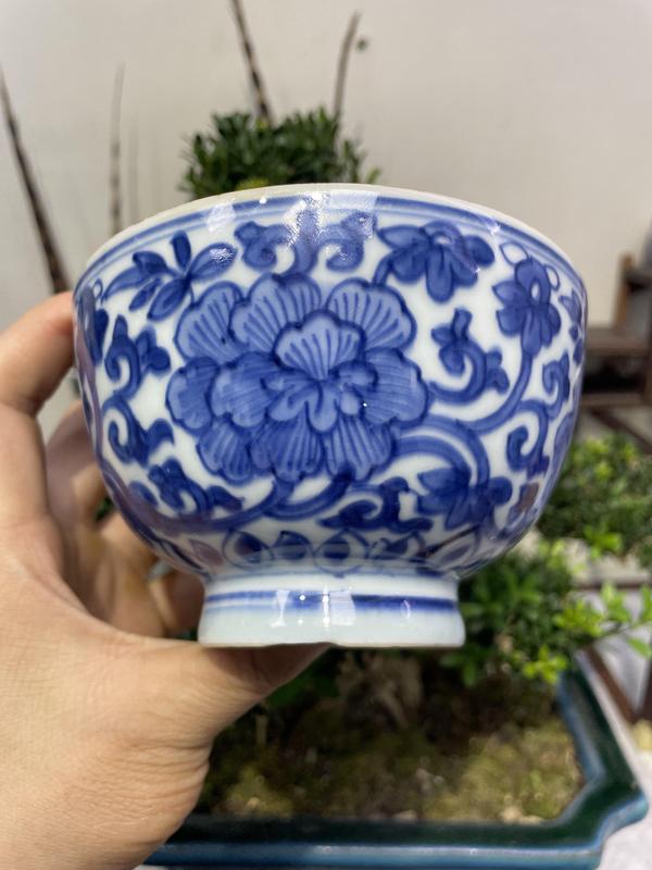 古玩陶瓷康熙頂級纏枝連青花碗拍賣,當前價格3980元