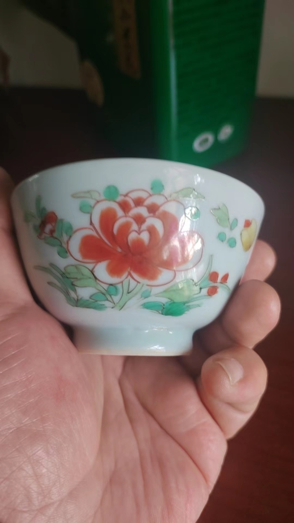 古玩陶瓷康熙傳統五彩花卉杯拍賣,當前價格12000元
