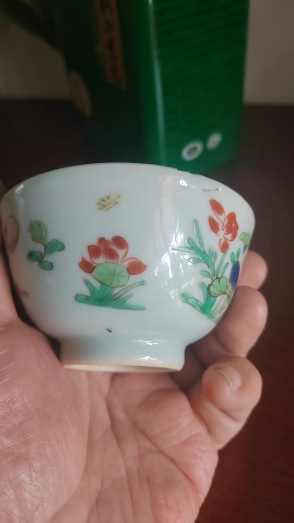 古玩陶瓷康熙傳統五彩花卉杯拍賣,當前價格12000元