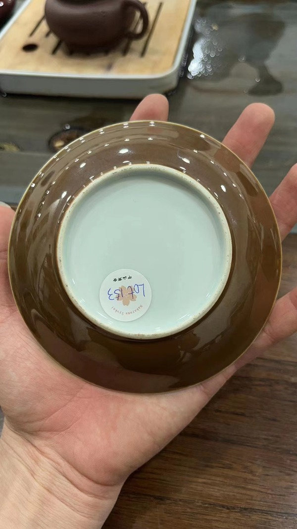 古玩轉賣外紫金釉內青花花卉紋盤拍賣，當前價格0元
