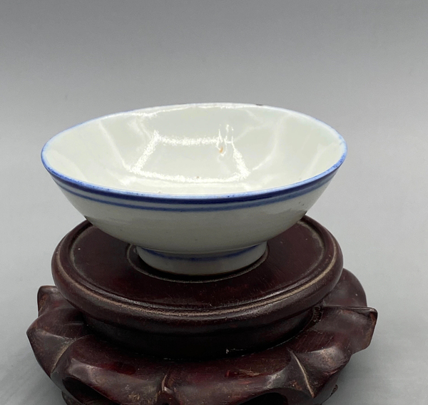 古玩陶瓷青花線條紋茶杯拍賣,當(dāng)前價(jià)格199元